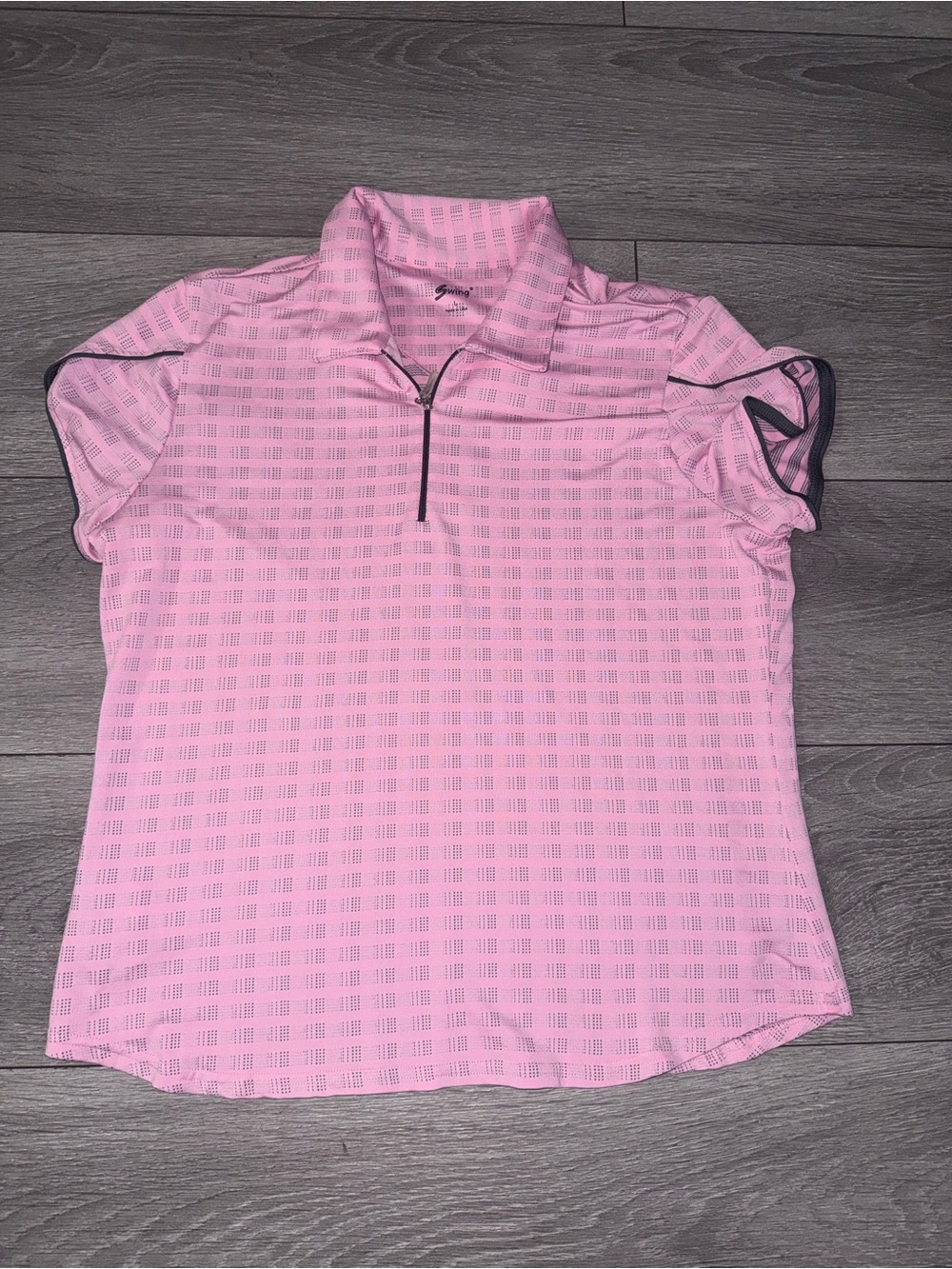 Women's Pink Short-Sleeve Golf Zip Polo Top